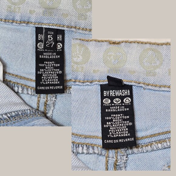 By Rewash Light Wash Distressed Wide Leg Jeans w/ Frayed Hem – Size 27 / 5 - Picture 3 of 3